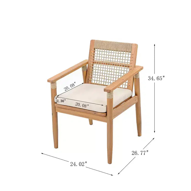 Christopher Knight Home Andiez, ensemble de salle à manger moderne de 7 pièces en acacia, pour terrasse, avec table à lattes extensible et design en corde.