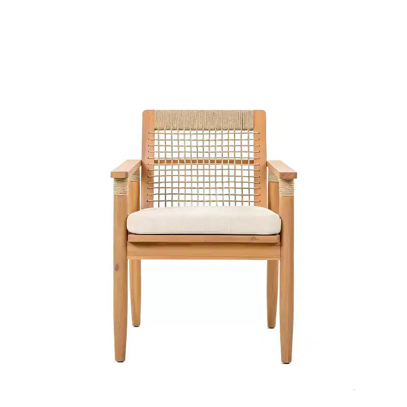Christopher Knight Home Andiez, ensemble de salle à manger moderne de 7 pièces en acacia, pour terrasse, avec table à lattes extensible et design en corde.