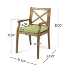 Christopher Knight Home Perla Rustic 7 Piece Patio Acacia Wood Dining Set with Cushions