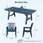 Ensemble table et chaises de salle à manger d'extérieur Garvee pour 6 personnes, ensemble de 7 pièces en PEHD avec trou pour parasol, cadre en aluminium, 6 chaises de jardin tous temps