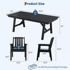 Ensemble table et chaises de salle à manger d'extérieur Garvee pour 6 personnes, ensemble de 7 pièces en PEHD avec trou pour parasol, cadre en aluminium, 6 chaises de jardin tous temps