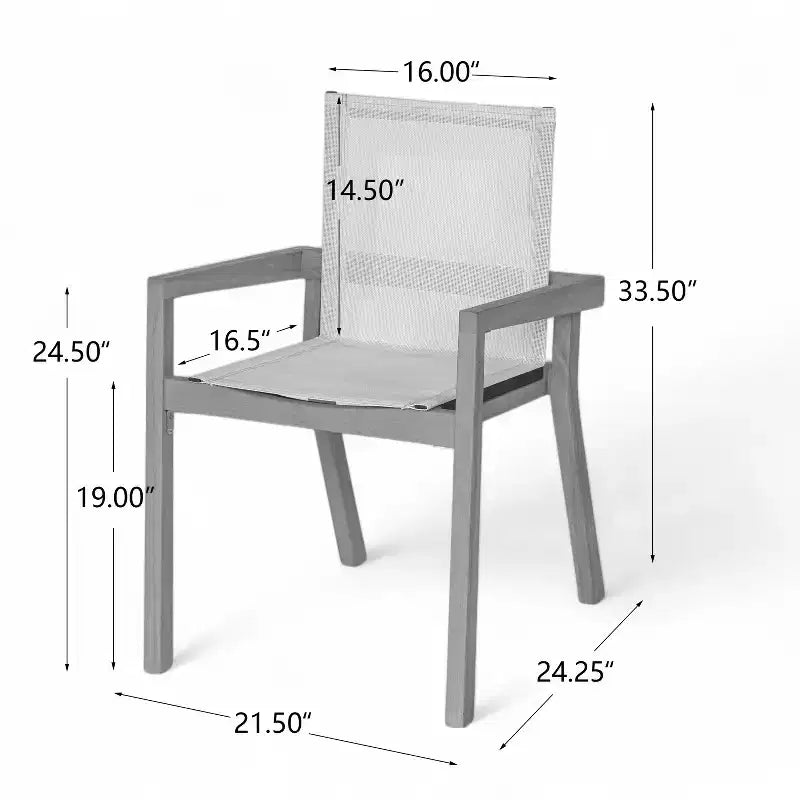 Christopher Knight Home Greii, ensemble repas de jardin moderne 7 pièces en acacia avec table extensible à lattes et conception textile