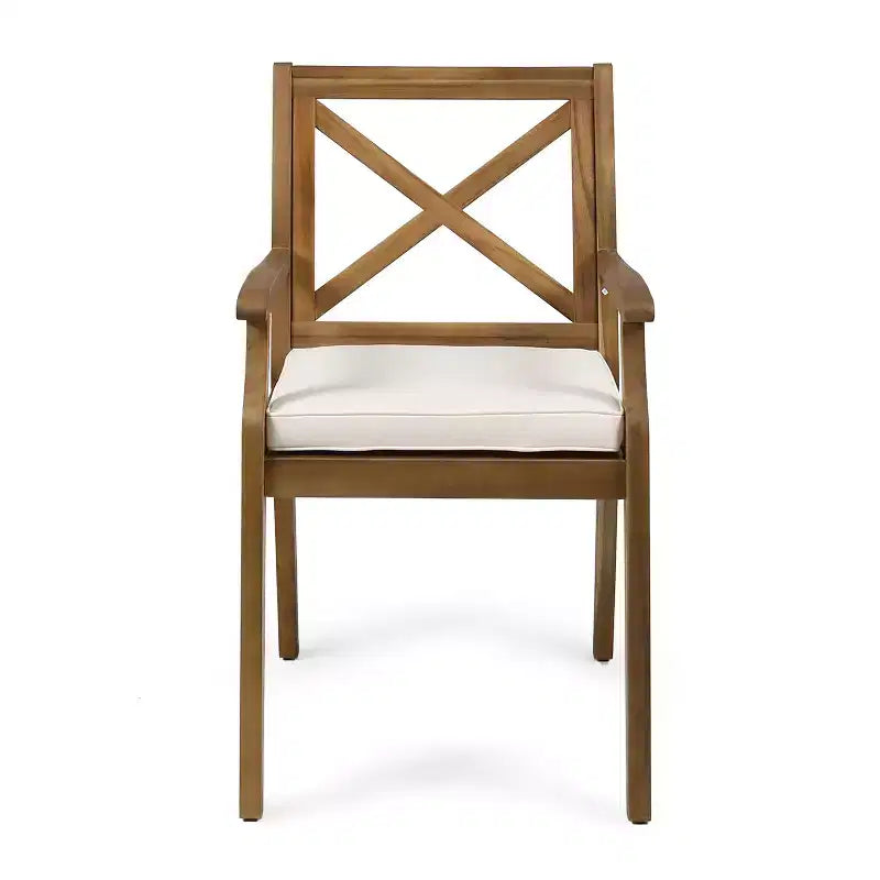 Christopher Knight Home Mille Salle à Manger d'Extérieur Rustique 7 Pièces en Bois d'Acacia avec Coussins