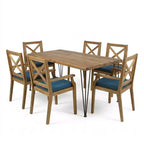 Christopher Knight Home Mille Salle à Manger d'Extérieur Rustique 7 Pièces en Bois d'Acacia avec Coussins