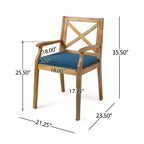 Christopher Knight Home Mille Salle à Manger d'Extérieur Rustique 7 Pièces en Bois d'Acacia avec Coussins