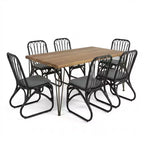 Christopher Knight Home Zion Table à Manger Moderne 7 Pièces en Bois d'Acacia avec Chaises en Rotin et Fer pour Patio