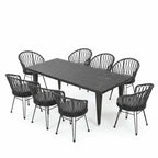 Christopher Knight Home Dominca 9 Piece Patio Boho Iron Rattan Dining Set with Cushions