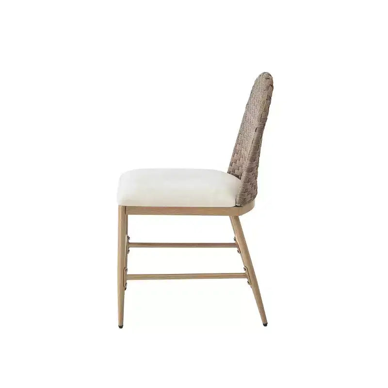 Christopher Knight Home Dori - Ensemble de salle à manger moderne 7 pièces en bois d'hévéa et fer forgé avec table ovale et détails en rotin synthétique