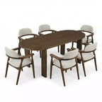 Ensemble de salle à manger 7 pièces Christopher Knight Home Qinon en bois d'hévéa avec table ovale et dossier incurvé