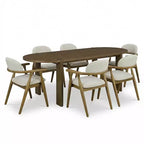 Ensemble de salle à manger 7 pièces Christopher Knight Home Qinon en bois d'hévéa avec table ovale et dossier incurvé