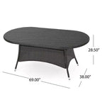 Christopher Knight Home Corsica Transitional 7 Piece Patio Iron Rattan Dining Set with Cushions
