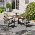 LAUSAINT HOME Ensemble de salle à manger d'extérieur 5 pièces, Salon de jardin en rotin PE avec 4 fauteuils rembourrés et trou pour parasol