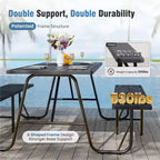 Captiva Designs Outdoor Wood Grain Dining Set with A Shaped Frame Design & Umbrella Hole