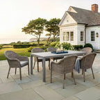 Table de patio Martha Stewart tout temps en aluminium 62 po avec 6 chaises empilables en osier tressé - Gris