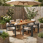 ModernLuxe 7pcs Outdoor Dining Set for 6, Patio Furniture Set Garden Dining Table Set with 6 Chairs with Cushions & Weather-Resistant Frame