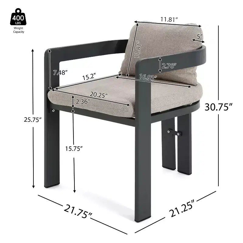 ModernLuxe 7pcs Outdoor Dining Set for 6, Patio Furniture Set Garden Dining Table Set with 6 Chairs with Cushions & Weather-Resistant Frame