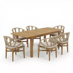 Christopher Knight Home Kenedy Ensemble de salle à manger 7 pièces bohème d'extérieur en bois d'acacia et osier avec table à lattes extensible