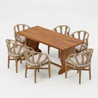 Christopher Knight Home Hendry, ensemble de salle à manger bohème d'extérieur 7 pièces en bois d'acacia et osier avec table à lattes
