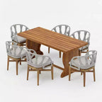 Christopher Knight Home Hendry, ensemble de salle à manger bohème d'extérieur 7 pièces en bois d'acacia et osier avec table à lattes