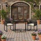 Gymax 3-Piece Patio PE Wicker Furniture Set w/ Cushioned Folding-Back Chairs for Backyard Patio or Garden