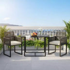 Gymax 3-Piece Patio PE Wicker Furniture Set w/ Cushioned Folding-Back Chairs for Backyard Patio or Garden