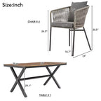 Ensemble de salle à manger d'extérieur 7 pièces Polibi avec plateau de table en bois d'acacia