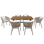 Ensemble de salle à manger d'extérieur 7 pièces Polibi avec plateau de table en bois d'acacia