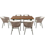 Ensemble de salle à manger d'extérieur 7 pièces Polibi avec plateau de table en bois d'acacia