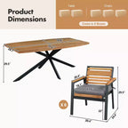 Ensemble de salle à manger d'extérieur 7 pièces Whisen pour 6, ensemble table et chaises de patio, ensemble de salle à manger de jardin, 1 table de salle à manger rectangulaire et 6 chaises avec coussins