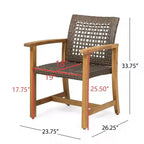 Ensemble de salle à manger d'extérieur en rotin PE et bois d'acacia 5 pièces, ensemble table et chaises de patio robustes 4 places