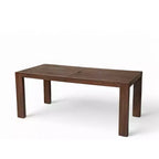 Polibi 6-Seat Acacia Patio Dining Set with Umbrella-Hole Table, Cushioned Bench & 4 Armchairs
