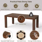 Polibi 6-Seat Acacia Patio Dining Set with Umbrella-Hole Table, Cushioned Bench & 4 Armchairs