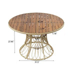 Ensemble de salle à manger d'extérieur 5 pièces avec table ronde en bois d'acacia et 4 fauteuils tressés, mobilier de jardin moderne pour terrasse, patio - Panipeachy