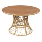 Ensemble de salle à manger d'extérieur 5 pièces avec table ronde en bois d'acacia et 4 fauteuils tressés, mobilier de jardin moderne pour terrasse, patio - Panipeachy