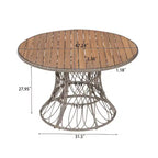 Ensemble de salle à manger d'extérieur 5 pièces avec table ronde en bois d'acacia et 4 fauteuils tressés, mobilier de jardin moderne pour terrasse, patio - Panipeachy