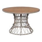 Ensemble de salle à manger d'extérieur 5 pièces avec table ronde en bois d'acacia et 4 fauteuils tressés, mobilier de jardin moderne pour terrasse, patio - Panipeachy
