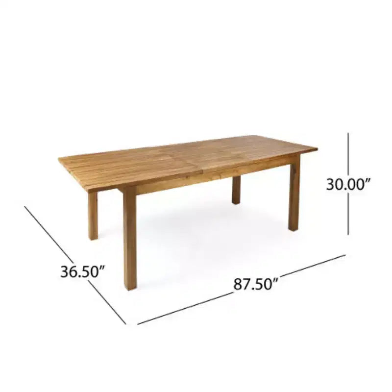 Modern 7-Piece Extendable Outdoor Patio Dining Set with Acacia Wood Table and 6 Chairs, Expandable Dining Furniture for Backyard-Panipeachy