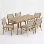 Christopher Knight Home Oksana - Ensemble de salle à manger d'extérieur 7 pièces de style rustique en acacia avec table rectangulaire à lattes et motif en osier