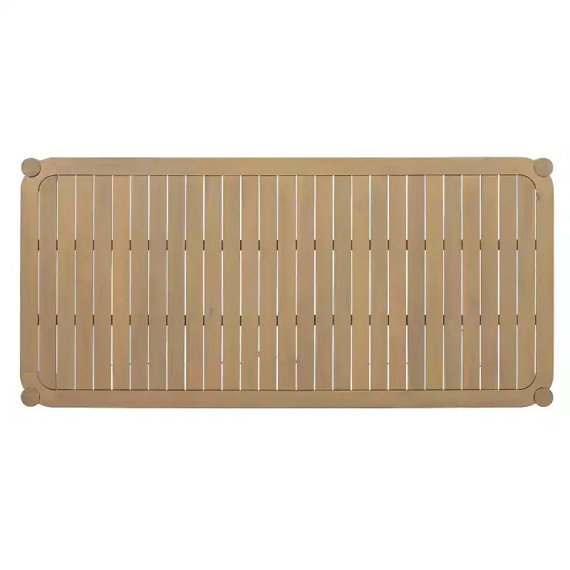 Christopher Knight Home Oksana - Ensemble de salle à manger d'extérieur 7 pièces de style rustique en acacia avec table rectangulaire à lattes et motif en osier