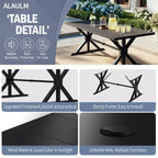 ALAULM Ensemble de Salle à Manger de Jardin 7 Pièces, Mobilier de Jardin en Métal d'Extérieur avec 6 Chaises Pivotantes à Bascule et Grande Table en Métal avec Trou pour Parasol pour Jardin, Cour Arrière