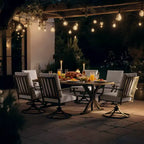 ALAULM Ensemble de Salle à Manger de Jardin 7 Pièces, Mobilier de Jardin en Métal d'Extérieur avec 6 Chaises Pivotantes à Bascule et Grande Table en Métal avec Trou pour Parasol pour Jardin, Cour Arrière