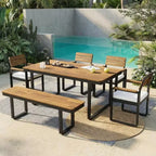 ModernLuxe Ensemble repas d'extérieur 6 pièces pour 6-7 personnes, Ensemble mobilier de jardin Table et chaises de salle à manger avec coussins et cadre résistant aux intempéries