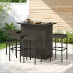 GDFStudio Jana, ensemble de bar d'extérieur moderne de 5 pièces en métal et rotin PE avec plateau de table en verre trempé