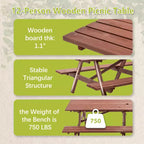 GDFStudio Everfield Outdoor 95-Inch Wooden Picnic Table Set with Built-in Benches and Umbrella Hole