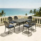 5-Piece Rectangular Cast Aluminum Patio Dining Set for Outdoor Backyard Garden Deck Poolside with Cushions