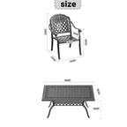 5-Piece Rectangular Cast Aluminum Patio Dining Set for Outdoor Backyard Garden Deck Poolside with Cushions