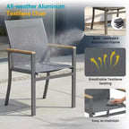 Heynemo 5-Piece Aluminum Patio Dining Set, 4 Outdoor Chairs with Square Patio Table for Deck, Garden