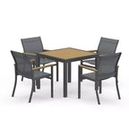 Heynemo 5-Piece Aluminum Patio Dining Set, 4 Outdoor Chairs with Square Patio Table for Deck, Garden