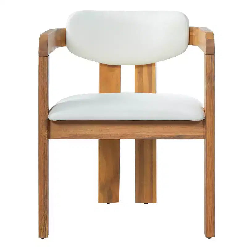 ModernLuxe Ensemble de 5 pièces de salle à manger d'extérieur en bois d'acacia avec table ronde de 47 pouces et 4 chaises baquets rembourrées pour jardin/terrasse/arrière-cour