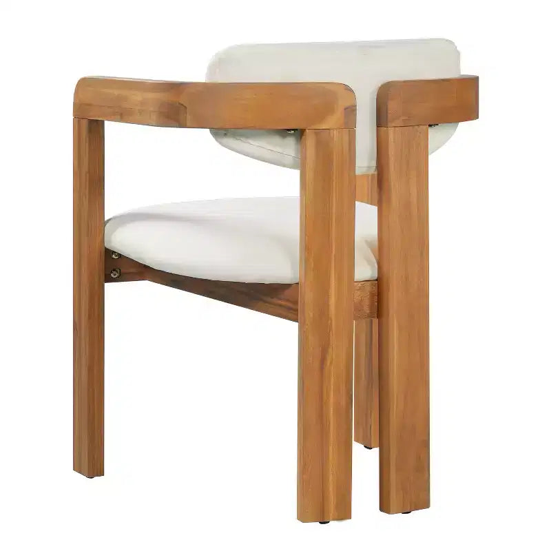ModernLuxe Ensemble de 5 pièces de salle à manger d'extérieur en bois d'acacia avec table ronde de 47 pouces et 4 chaises baquets rembourrées pour jardin/terrasse/arrière-cour